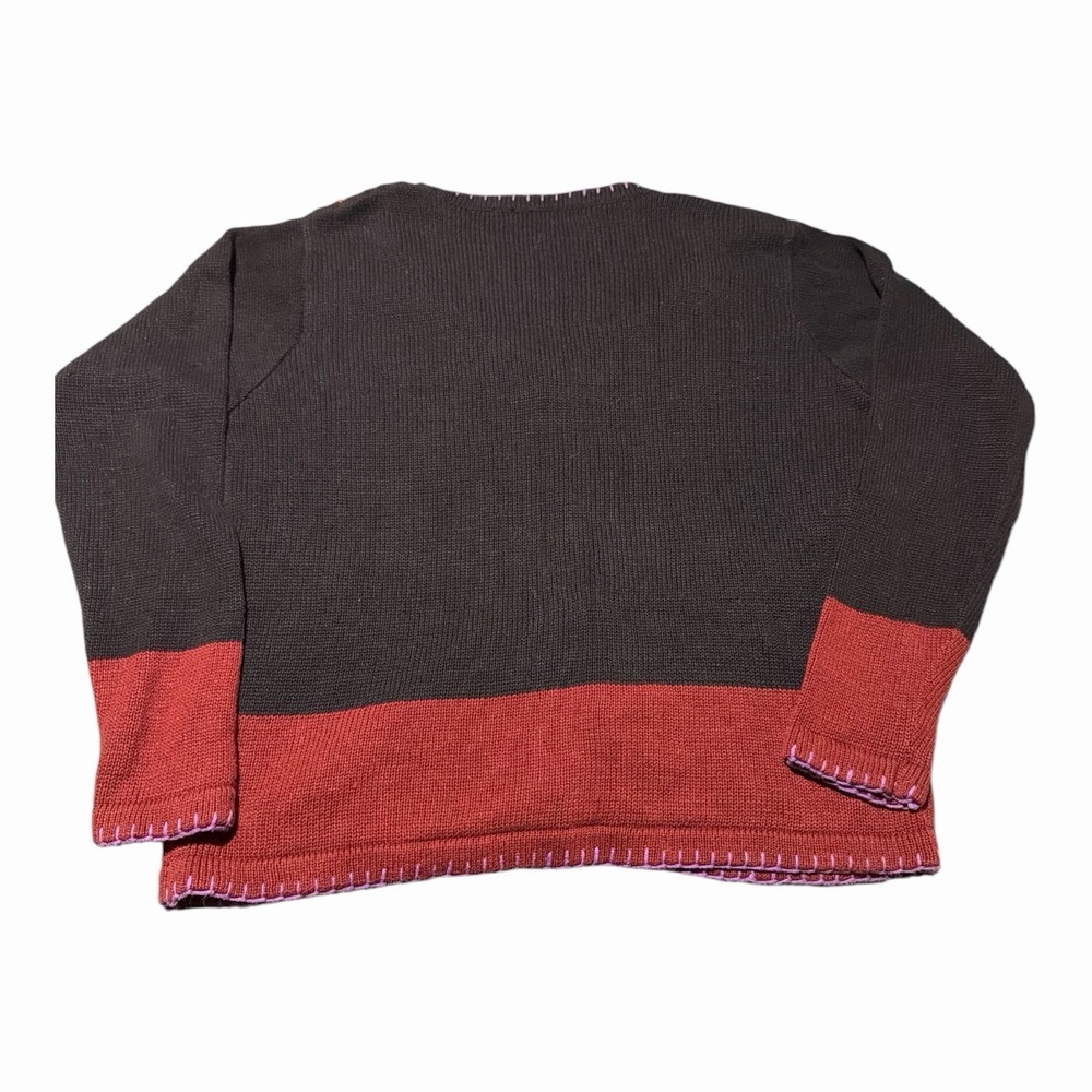 Vintage 90s Arriviste Size M Fall Harvest Cardigan 3D Embroidered Pumpkin Ramie - Picture 7 of 8